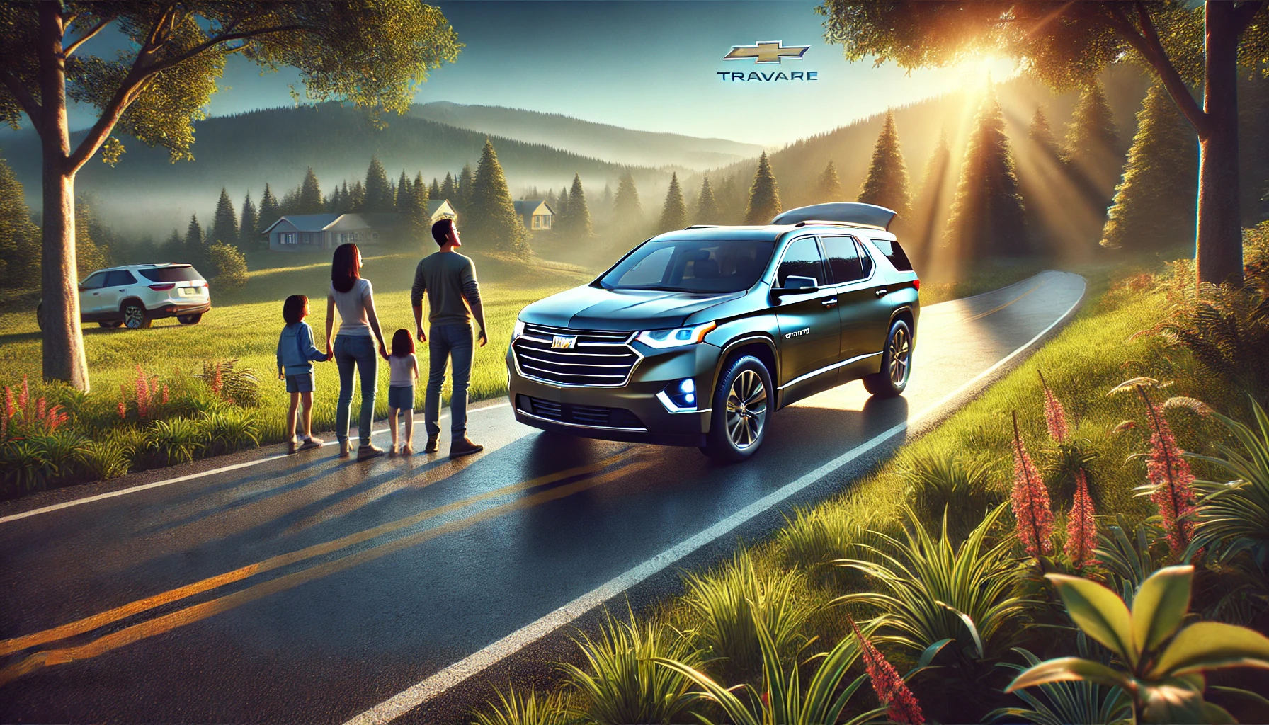 2024 Traverse 2024 Traverse exterior design Chevrolet Traverse family SUV Modern SUV photography SUV with scenic background High-resolution SUV image 2024